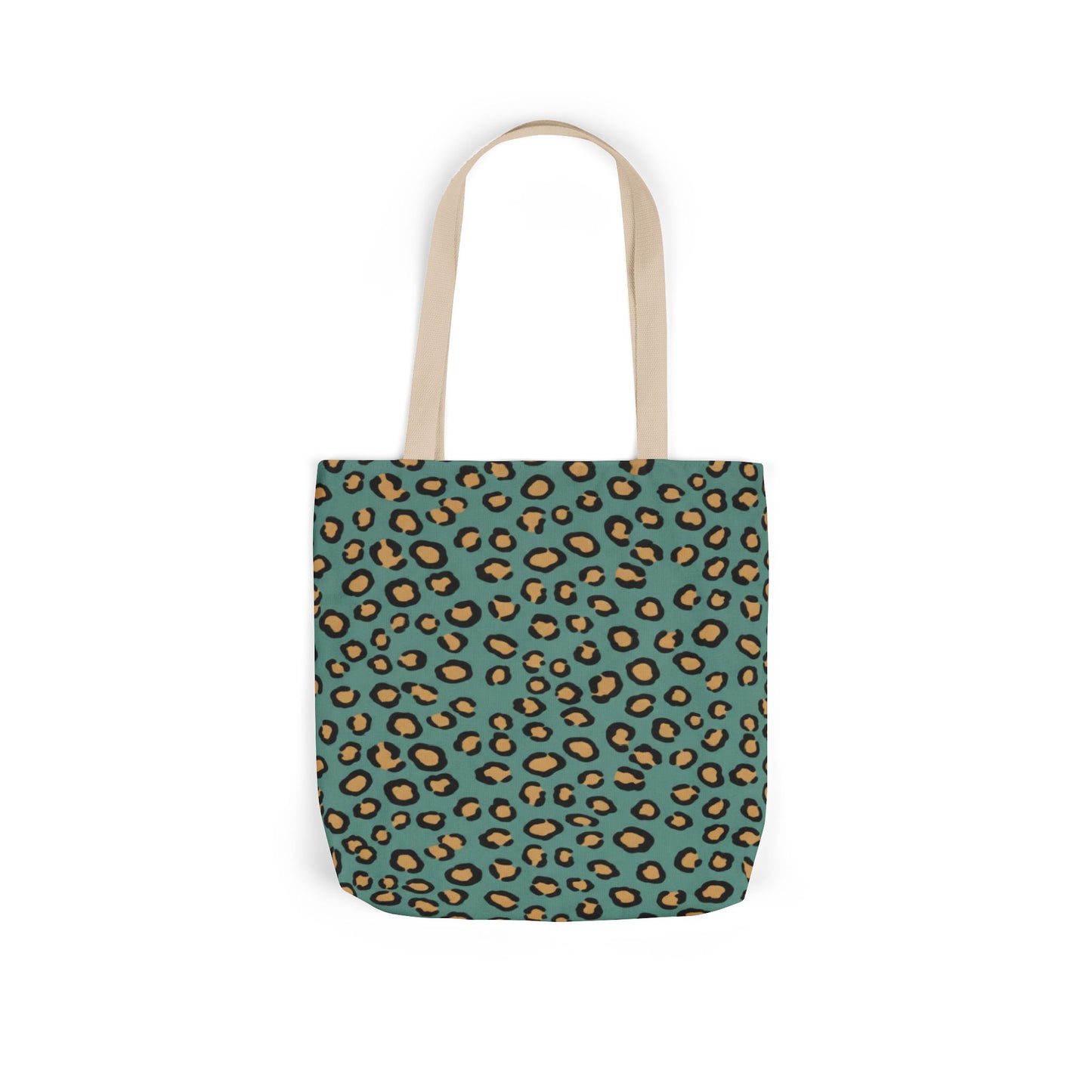 Teal Leopard Print Canvas Tote Bag — Trendy Animal Print Eco Shopper