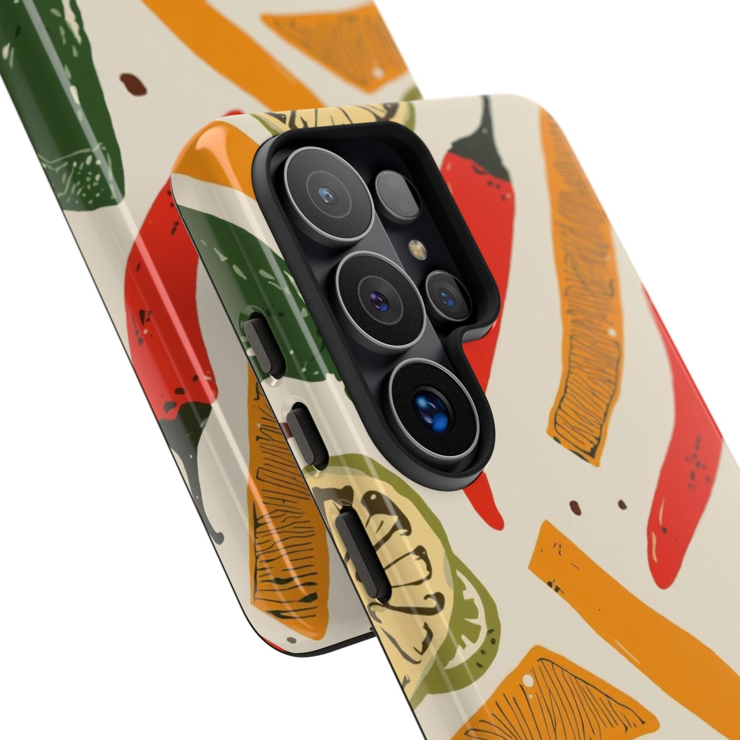 Spicy Peppers Phone Case – Colorful Chili, Lime & Citrus Pattern