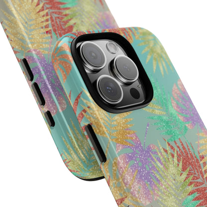 Tropical Palm Leaf Tough Phone Case – Colorful Pastel Botanical Protection