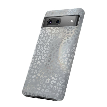 Grey Leopard Print Tough Phone Case — Durable Protective iPhone Cover