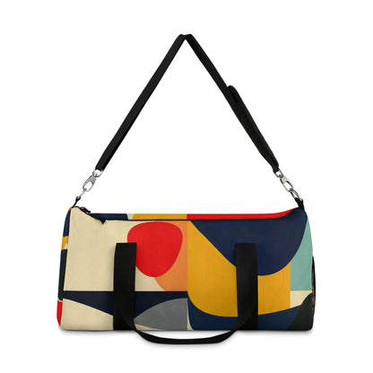 Geometric Color Block Duffel Bag — Retro Abstract Travel Gym Bag