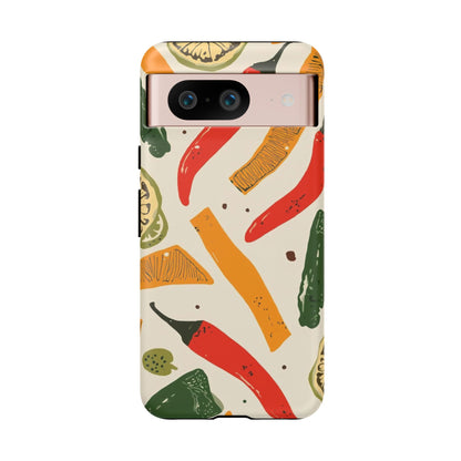 Spicy Peppers Phone Case – Colorful Chili, Lime & Citrus Pattern