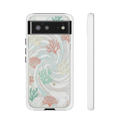 Seafoam Coral Tough Phone Case - Pastel Ocean Wave Design