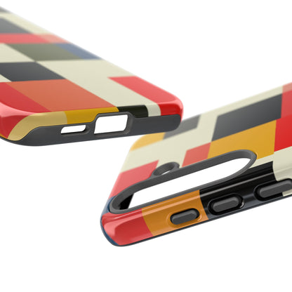 Abstract Color Block Tough Phone Case — Retro Geometric Protective Cover