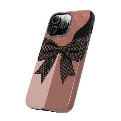 Bow Stripe Tough Phone Case – Pink Mauve Protective Cover