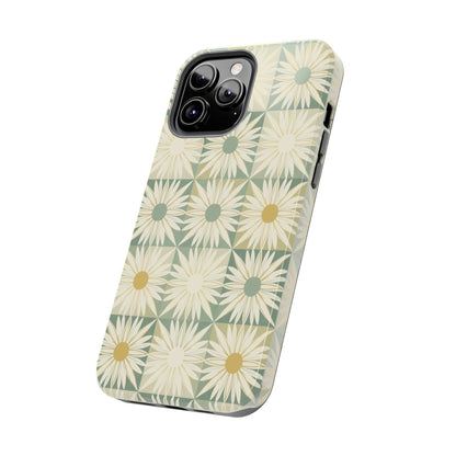 Retro Daisy Tough Phone Case — Vintage Floral Protective Cover for iPhone