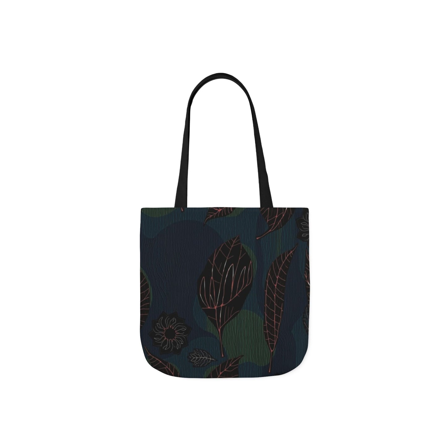 Dark Botanical Canvas Tote Bag with Floral Print