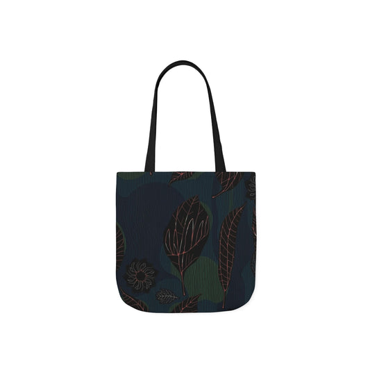 Dark Botanical Canvas Tote Bag with Floral Print