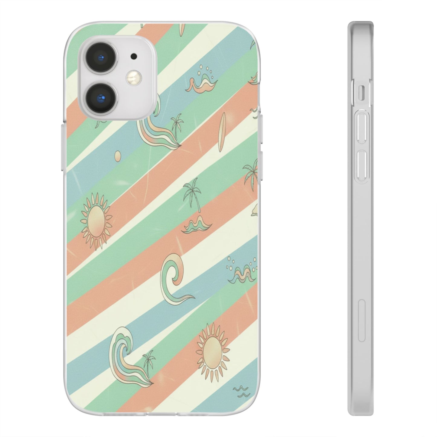 Beach Vibes Phone Case — Retro Pastel Surf & Palm Protective Flexi Case
