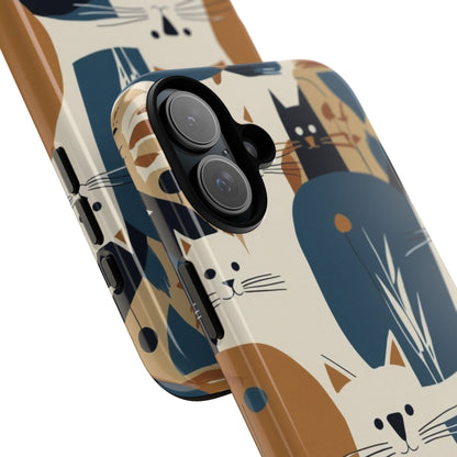 Cat Pattern Phone Case – Retro Abstract Cats Protective iPhone Cover