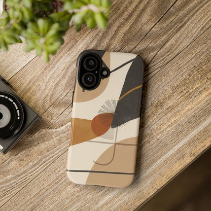 Abstract Earth Tone Phone Case — Mid-Century Minimalist Tough Case