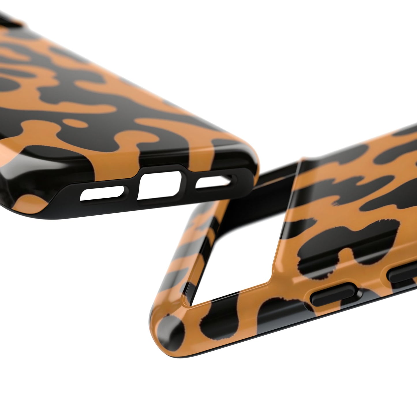 Leopard Print Phone Case — Orange & Black Tough Pattern Protective Cover