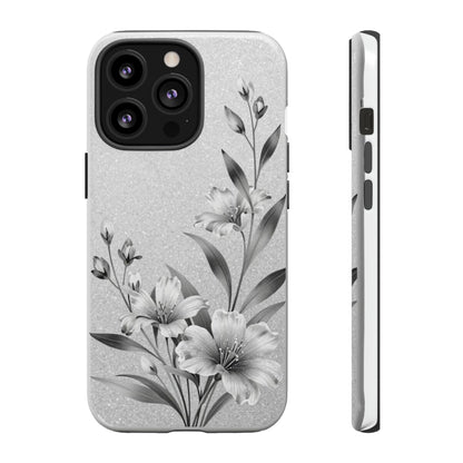 Floral Monochrome Phone Case — Elegant Black & White Lily Design