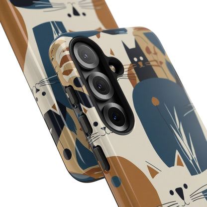 Cat Pattern Phone Case – Retro Abstract Cats Protective iPhone Cover