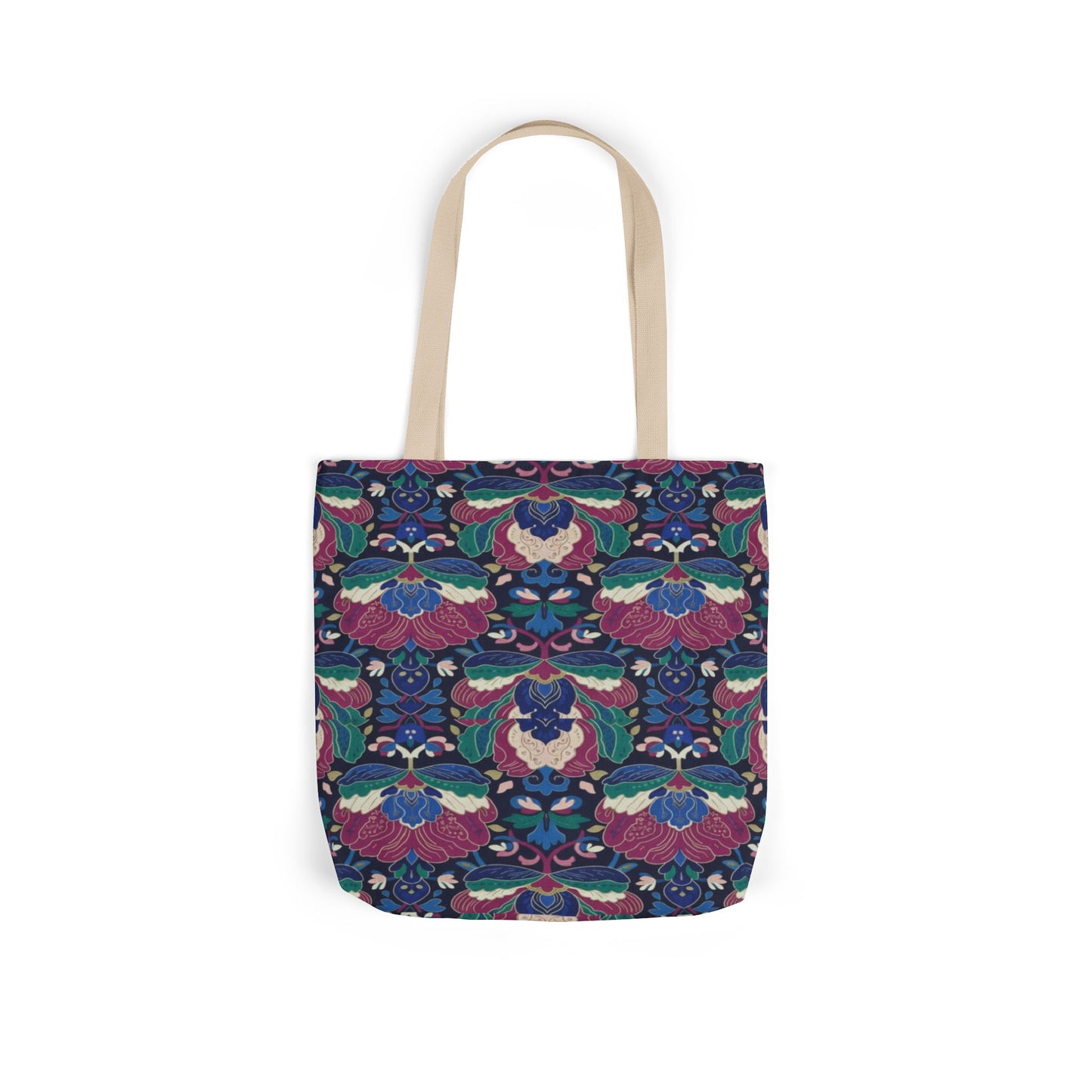 Floral Kaleidoscope Canvas Tote Bag — Colorful Patterned Market Tote