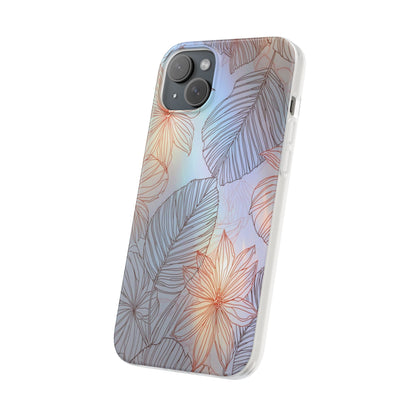 Floral Holographic Phone Case — Iridescent Leaves & Flowers Flexi Case