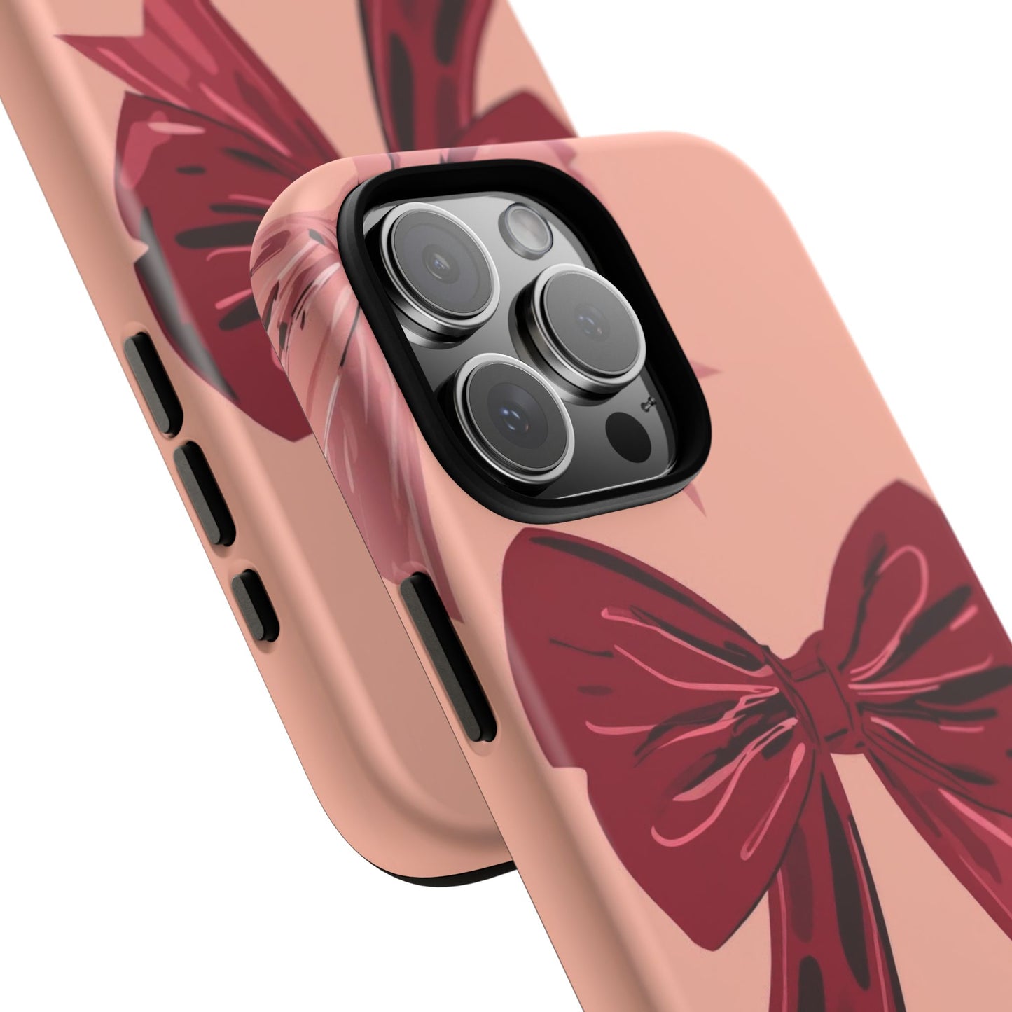 Bow Pattern Tough Phone Case — Pink, Red & Black Decorative Bows
