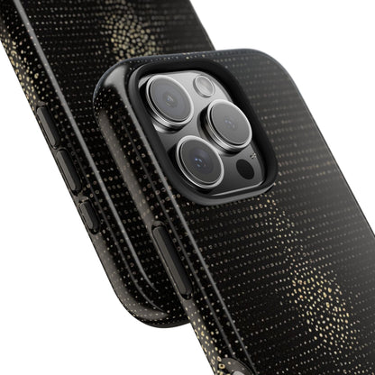 Tough Phone Case — Black Textured Metallic Dot Shield