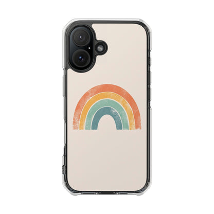 Clear Impact Phone Case — Pastel Boho Rainbow Design, Magnetic Compatible