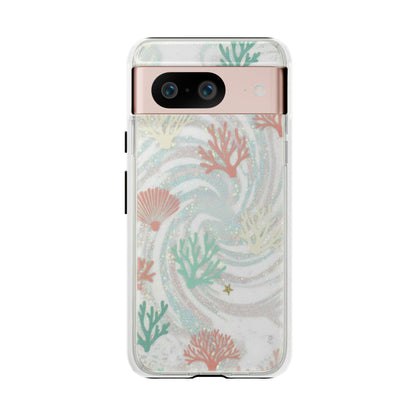Seafoam Coral Tough Phone Case - Pastel Ocean Wave Design