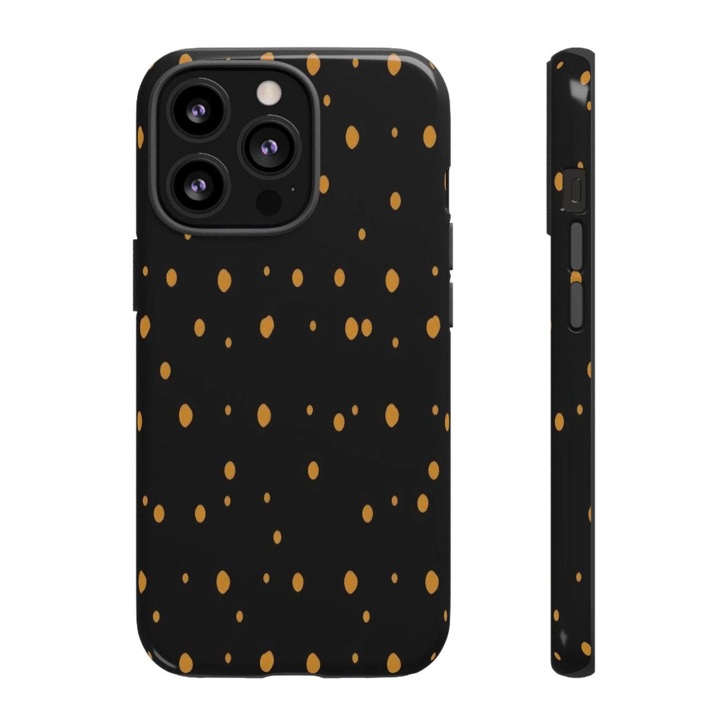 Black & Gold Dot Tough Phone Case — Protective Sparkle Pattern