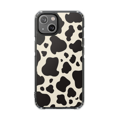 Cow Print Clear Magnetic Phone Case — Impact-Resistant iPhone Cover