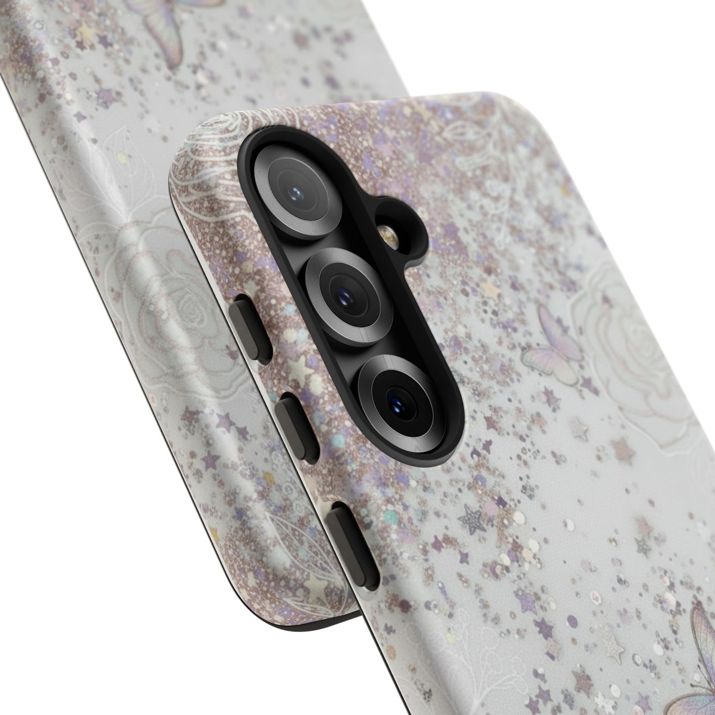 Butterfly Glitter Tough Phone Case — Floral Sparkle Protective Case