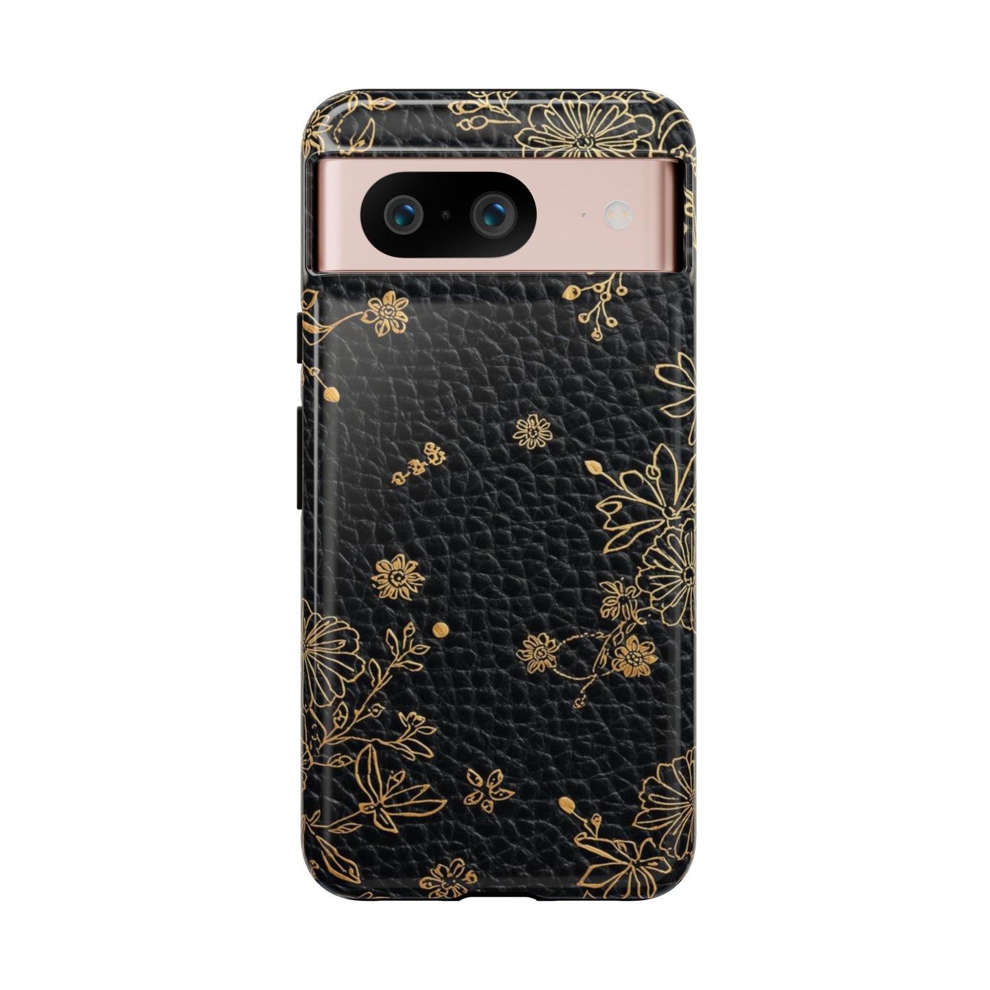 Floral Gold Foil Leather Texture Tough Phone Case