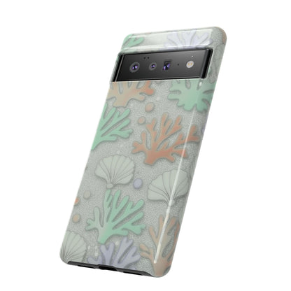 Pastel Coral Reef Tough Phone Case – Sea Shell & Coral Pattern Durable Protector