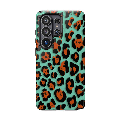 Teal & Rust Leopard Phone Case — Tough Protective Animal Print