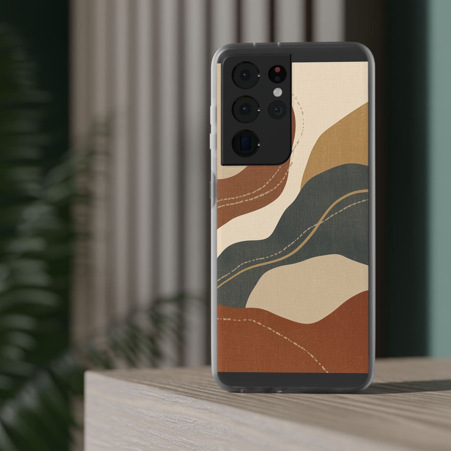Abstract Earth Tone Phone Case — Boho Wavy Flexi Case