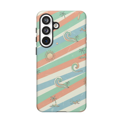 Surf Stripe Tough Phone Case — Retro Beach Waves Pattern