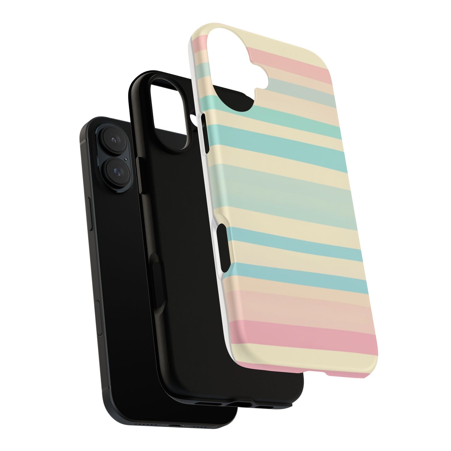 Pastel Striped Tough Phone Case – Protective Retro Rainbow Design