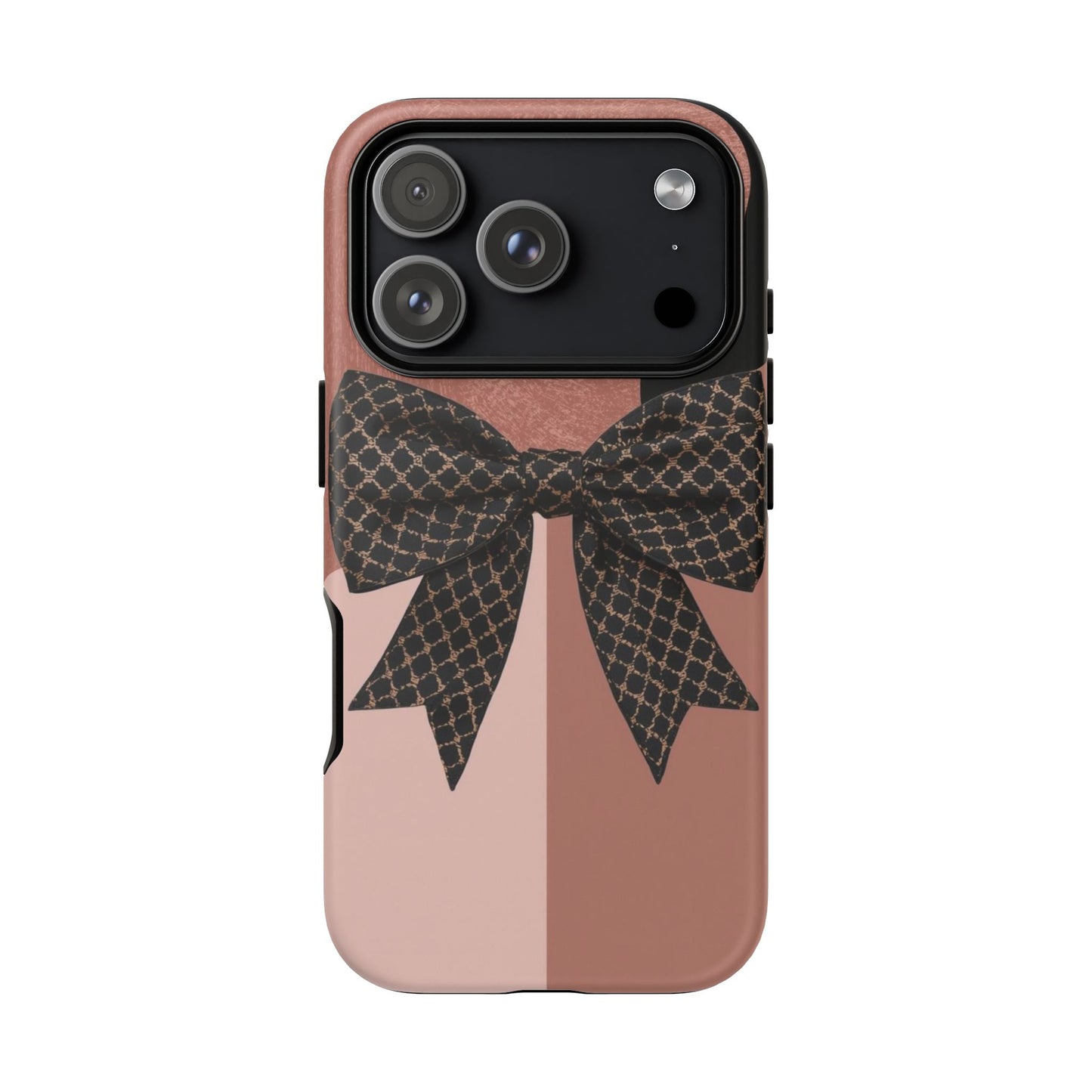 Bow Stripe Tough Phone Case – Pink Mauve Protective Cover