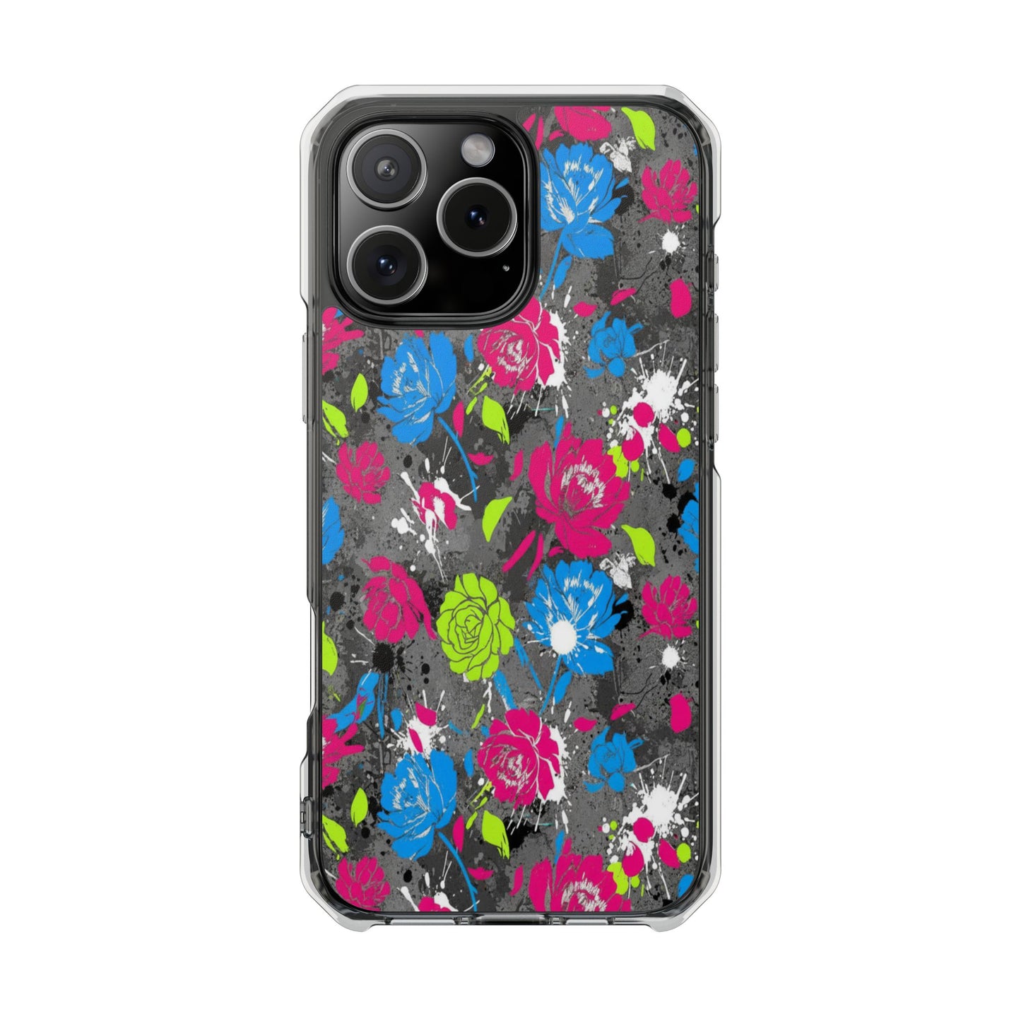 Copy of Clear Magnetic Phone Case — Bright Tropical Floral Impact Protection