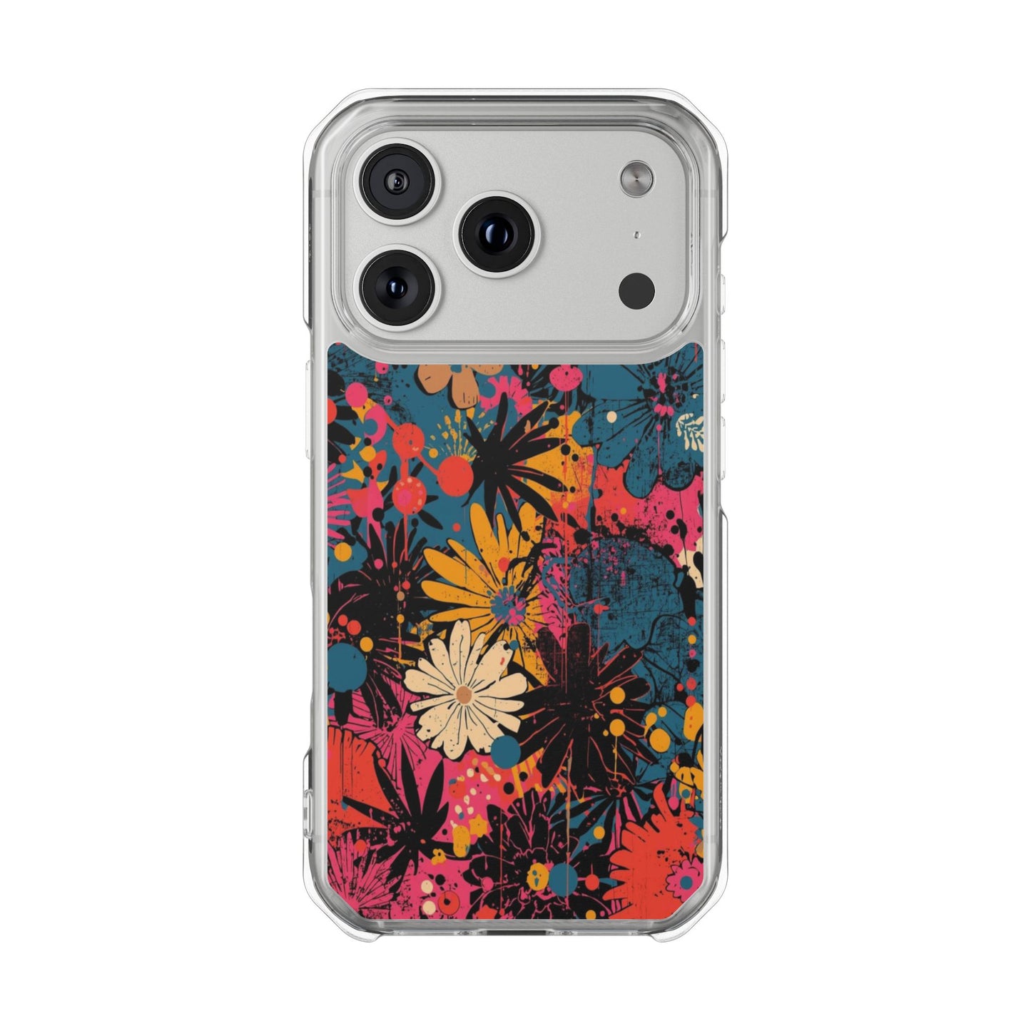 Clear Magnetic Phone Case — Colorful Floral Impact Protection