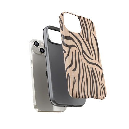 Zebra Stripe Tough Phone Case – Neutral Animal Print Protective Cover