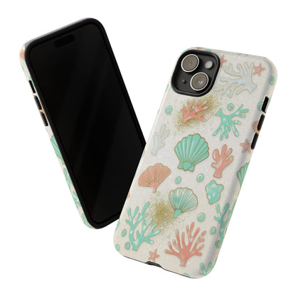 Seashell Coral Phone Case — Pastel Beach Shells Protective Tough Case