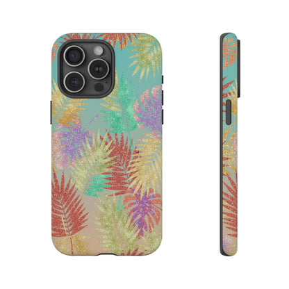 Tropical Palm Leaf Tough Phone Case – Colorful Pastel Botanical Protection
