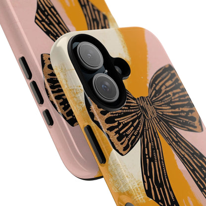 Bow Brushstroke Tough Phone Case — Pink & Mustard