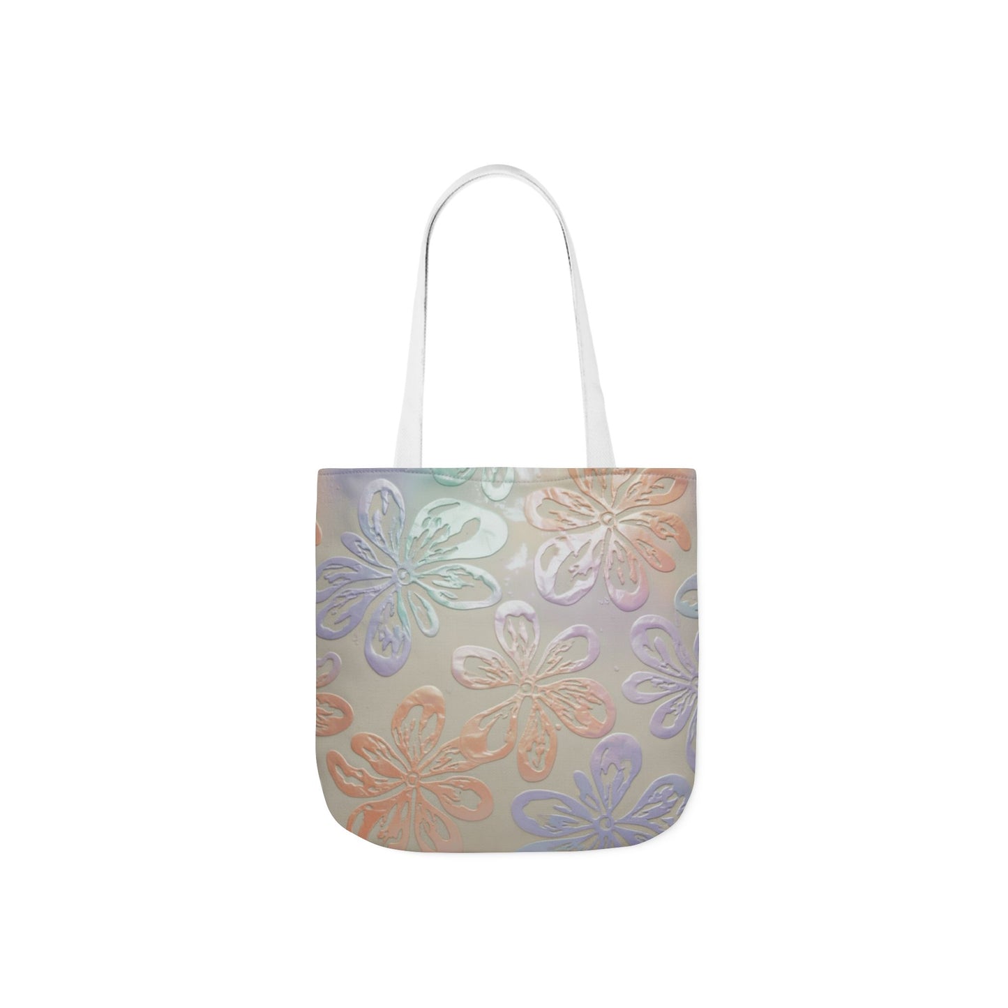 Pastel Floral Canvas Tote Bag — Embossed Hibiscus Beach Tote