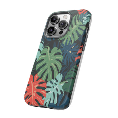Tropical Monstera Phone Case — Colorful Leaf Protective Tough Case