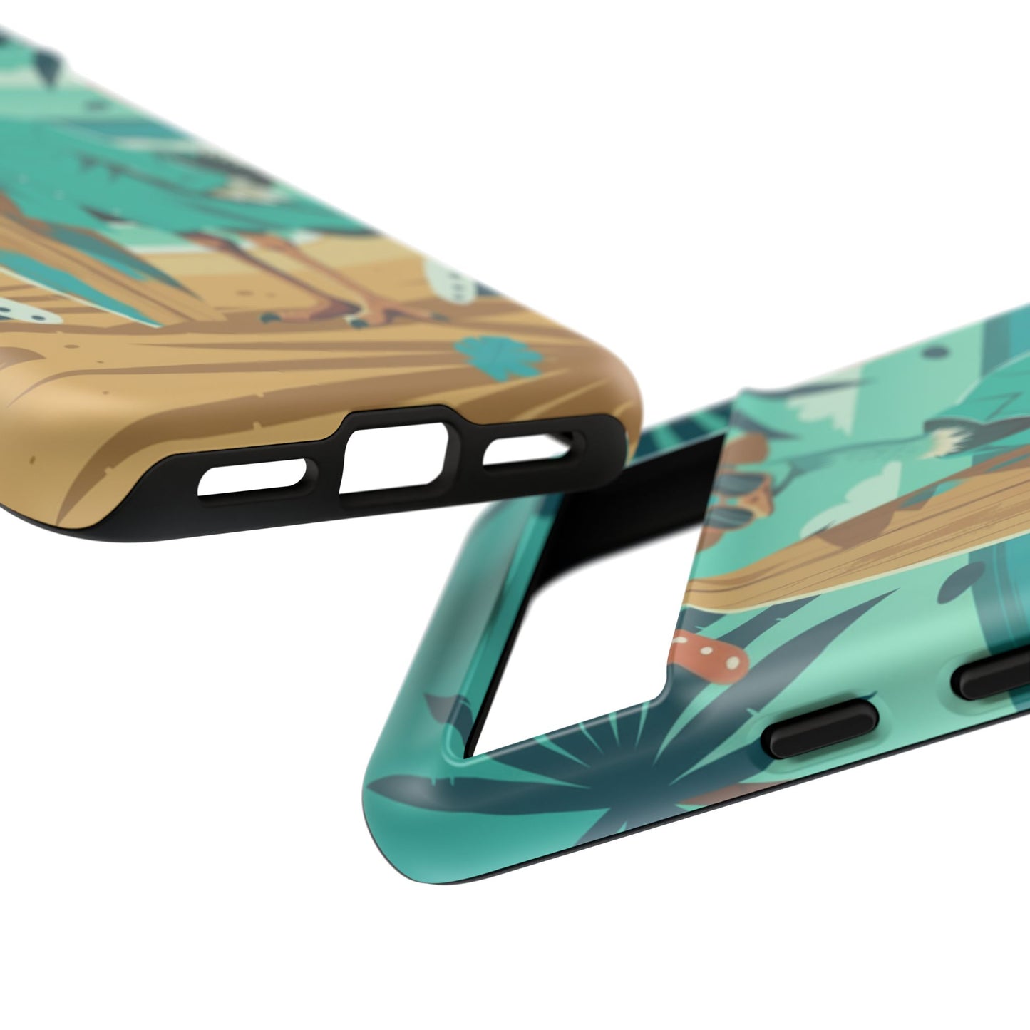 Phone Case — Retro Dressed Seagull Surfing Beach Illustration