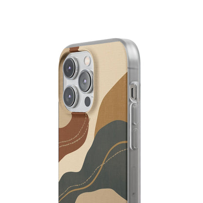 Abstract Earth Tone Phone Case — Boho Wavy Flexi Case