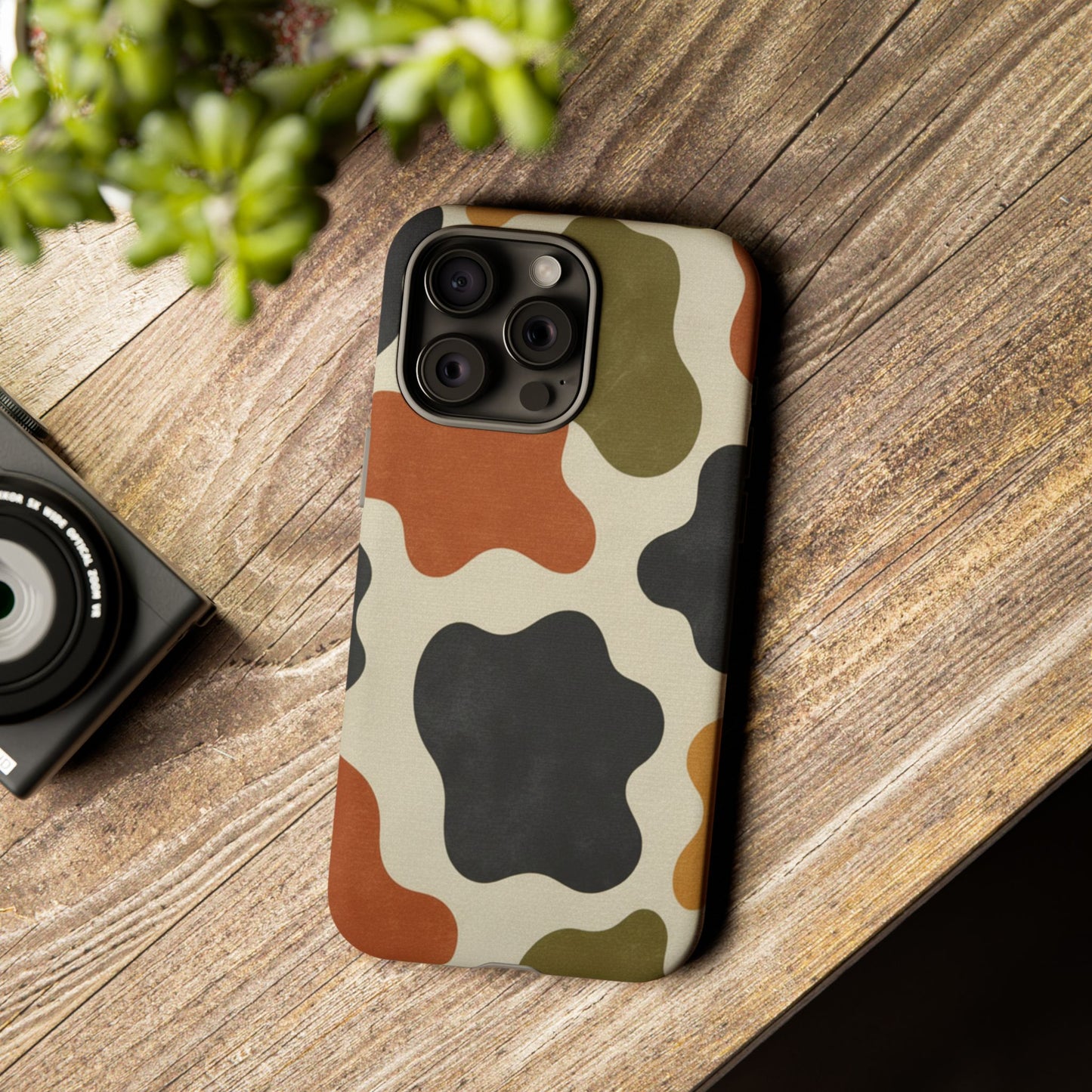 Retro Abstract Camouflage Phone Case — Earth Tone Tough Case