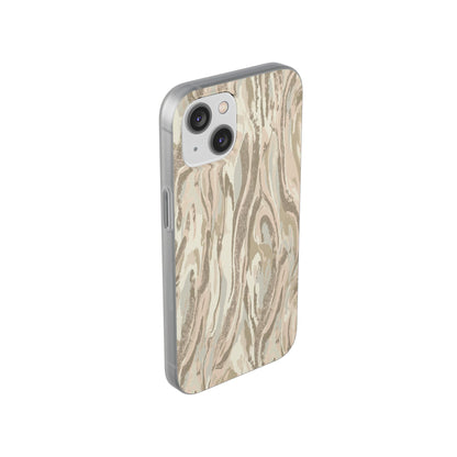 Neutral Marble Swirl Flexi Phone Case — Beige Abstract Protective Cover
