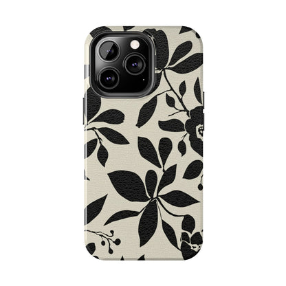 Tough Phone Case — Black Floral Silhouette Protective Cover
