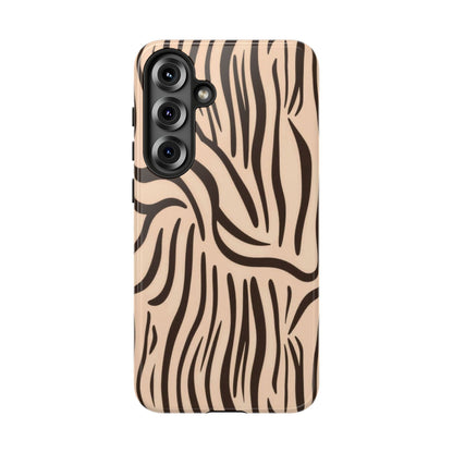 Zebra Stripe Tough Phone Case – Neutral Animal Print Protective Cover