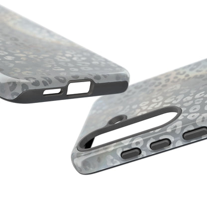 Grey Leopard Print Tough Phone Case — Durable Protective iPhone Cover