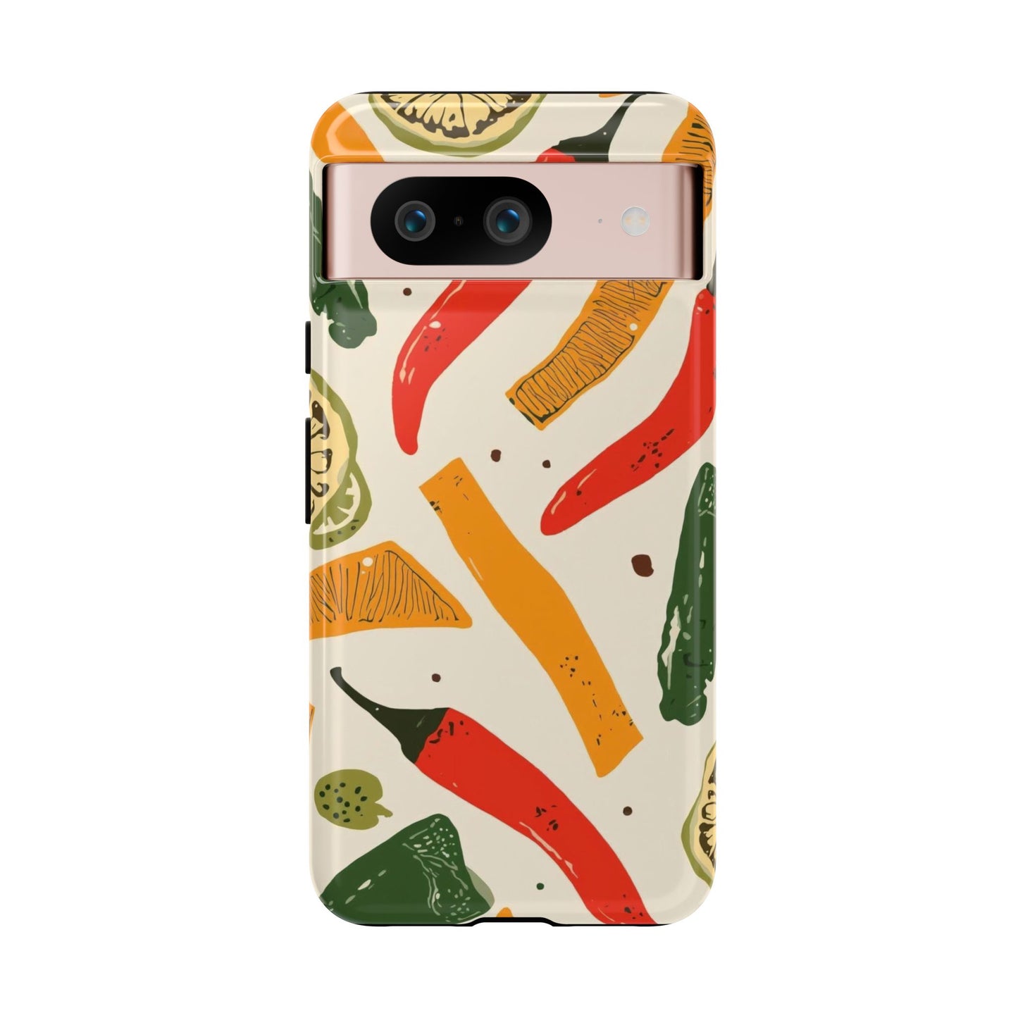 Spicy Peppers Phone Case – Colorful Chili, Lime & Citrus Pattern
